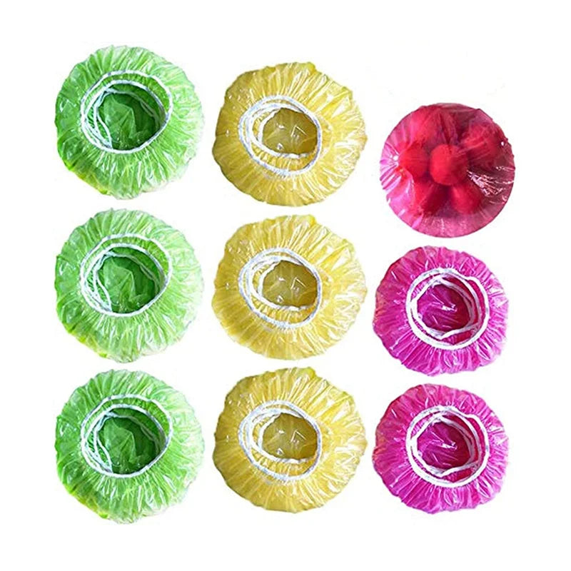 60Pcs Reusable Food Cover Plastic Wrap Elastic Food Lids For Fruit Bowls Cups Caps Storage Kitchen Fresh Keeping Saver Bags