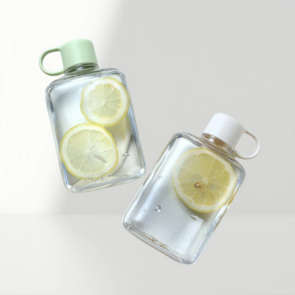 Water Botlte Flat Bpa Free Sport Clear Plastic Crystal Drinks Kettle Notebook Milk Juice Transparent Drinkware Birthday Gift