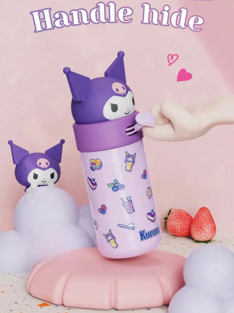 Sanrio Hello Kitty 350ml Stainless Steel Thermos Kawaii Kuromi Cinnamoroll Melody Kids Vacuum Flask Water Bottle Tumbler
