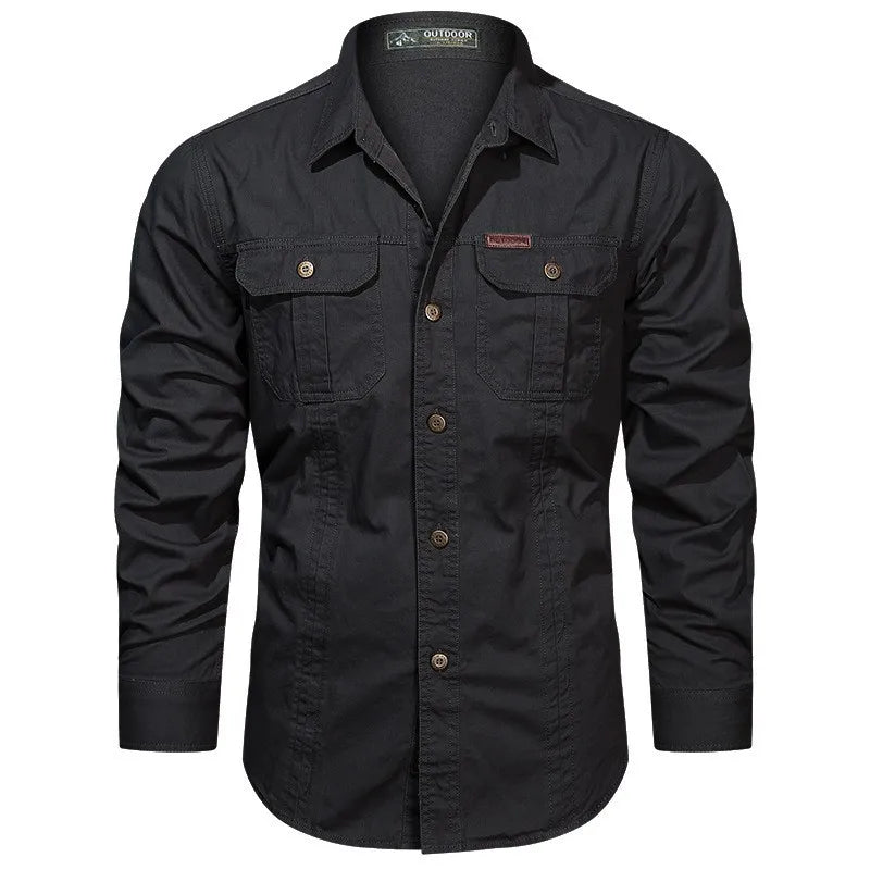 New Men's Casual Shirt 5XL Male Overshirt 2025 Military Cotton Long Sleeve Shirts Men Brand Clothing High Quality Blouse