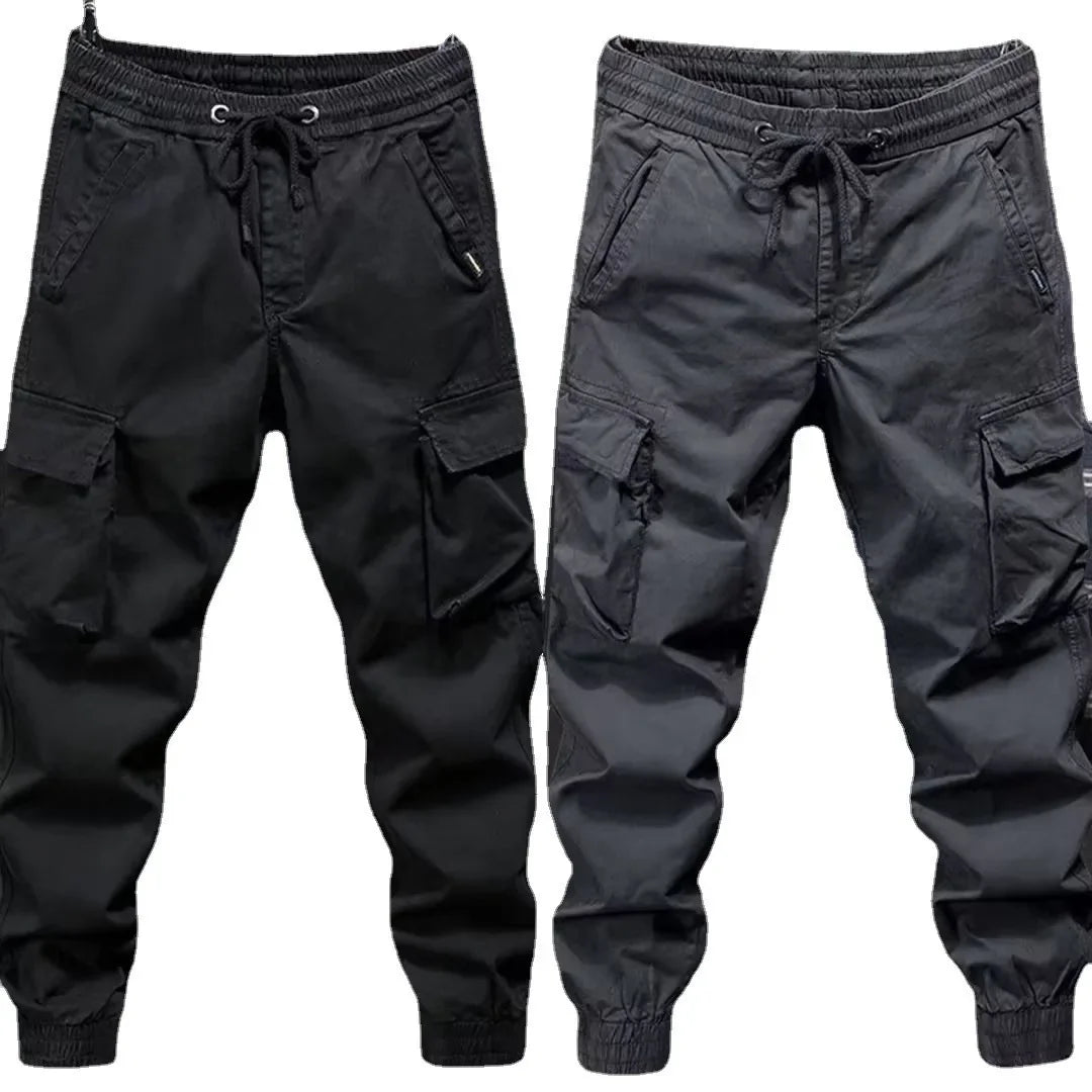 Trendy Brand Casual Cargo Pants Men's Loose Fit Solid Color Cargo Pants American Style Casual For Spring Autumn