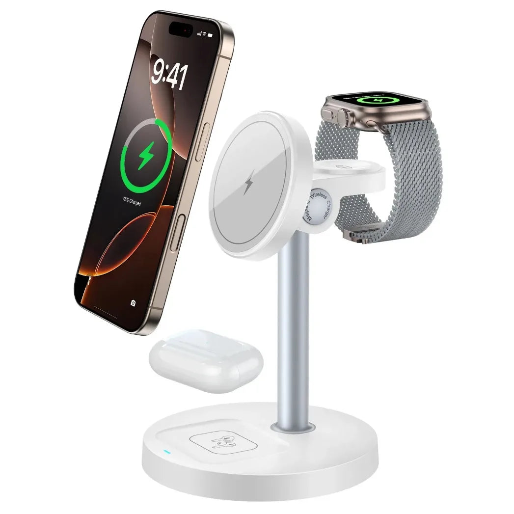 15W 3-in-1 Magnetic Wireless Charging Station For Magsafe iPhone 16 15 14 13 12 iWatch 10-2 SE AirPods Pro 4 Travel Fast Charger