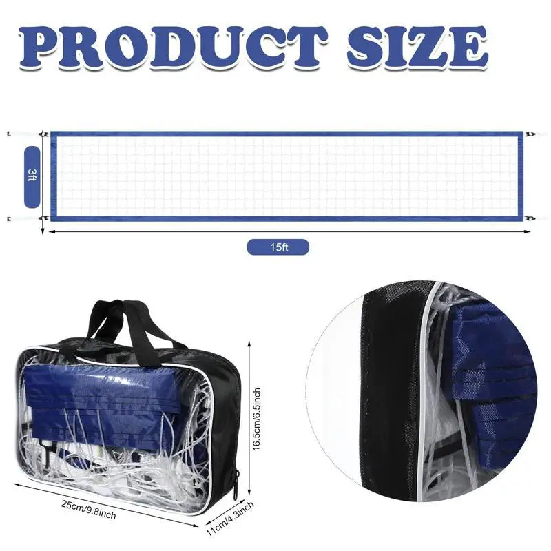 Water Volleyball Net Portable 15 X 3FT Tennis Net Replacement Swimming Pool Supplies Heavy Duty Sports Accessories For Backyard