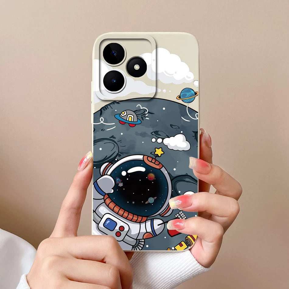 Case For Realme Note 50 Flower Painted Upgrade Lens Protection Soft Back Cover Model RMX3834 Liquid Silicone Phone Protectors