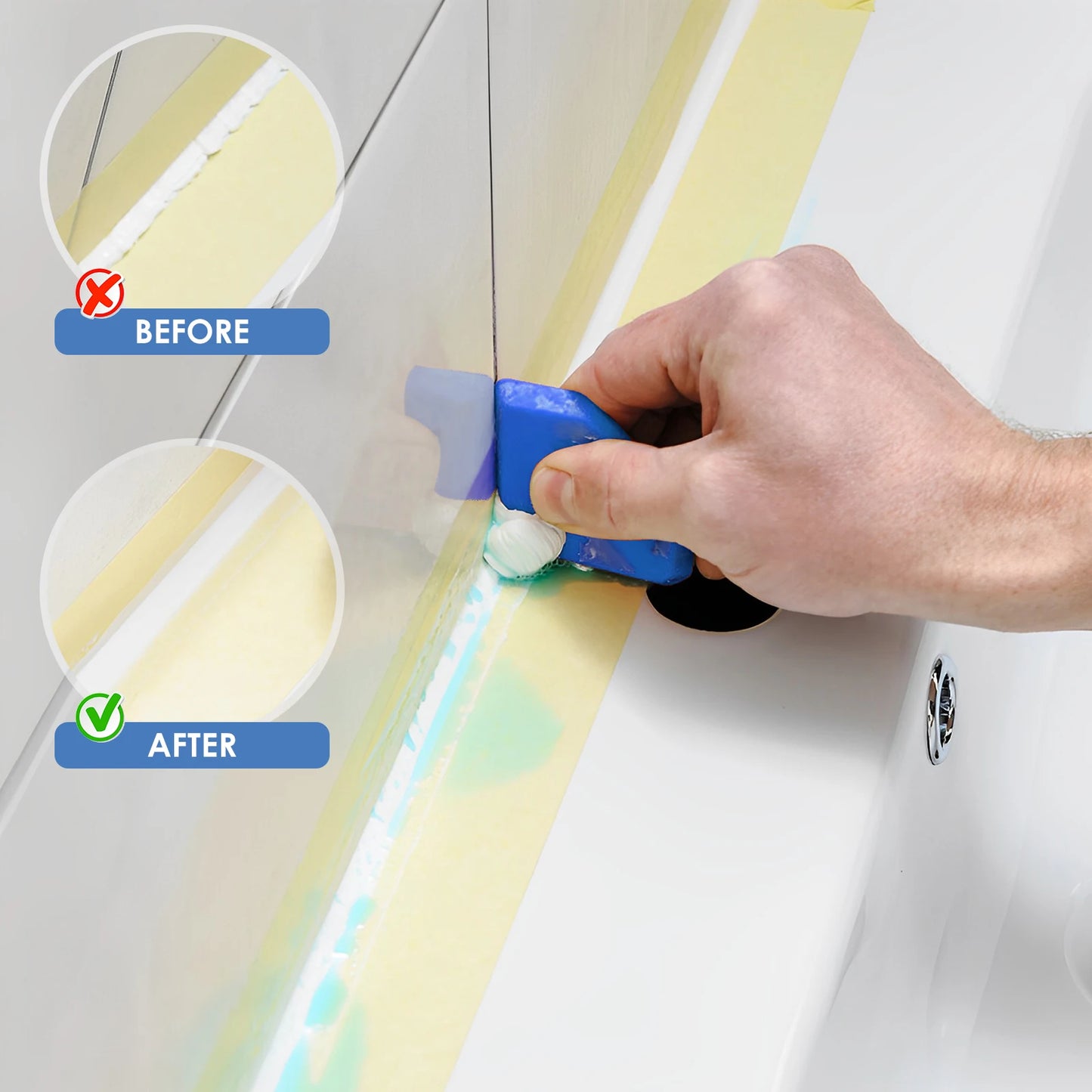 Rubber Caulking Tool Kit Caulk Finishing Tool Multifunctional Grout Sealant Caulking Smoothing Tool for Kitchen Bathroom Window