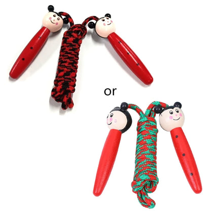 Cotton Jump Rope for Kids-Wooden Handle-Adjustable Cotton Braided Fitness Skipping Rope Great for Exercise Activity 24BD