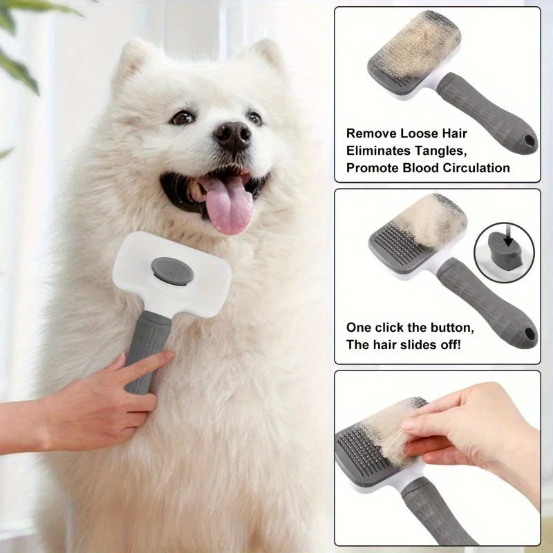 Pet Hair Remover Brush - Effective Shedding Control Gentle Deshedding Comb for Dogs Cats Long Hair Grooming Daily Use & Bathing