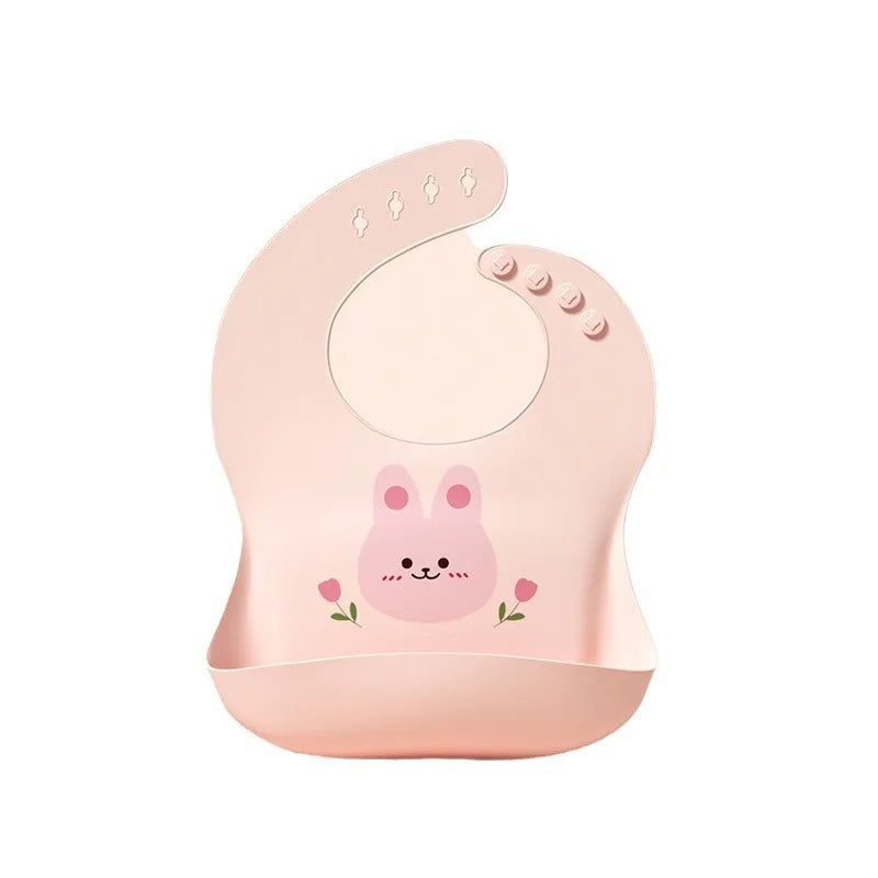 Children's Saliva Feeding Bib Cute Cartoon Baby Bib Waterproof and Adjustable Soft Silicone Bib Baby Feeding Accessories Bibs