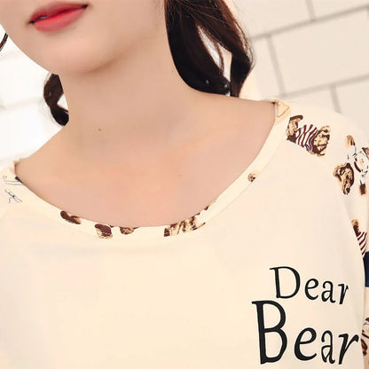 Maternity Clothings Nursing Dresses Breastfeeding Sleepwear Pattern Printing Cheerful and Lively Girl Feeling for Pregnant Women