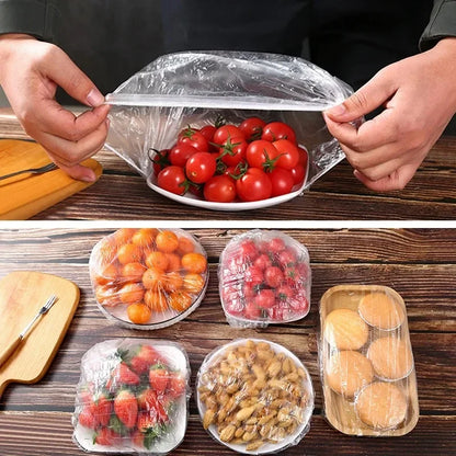 10/50/100/150/200pcs Reusable Disposable Food Cover Plastic Wrap Durable Elastic Food Lids for Bowls Elastic Plate Covers