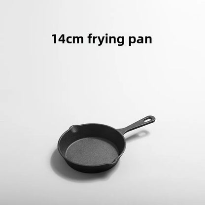 Cast Iron Pan Uncoated Frying Pan Small Frying Egg Pan Household Pan Kitchenware Set Oil Splashing Pan Cast Iron Cookware Frying