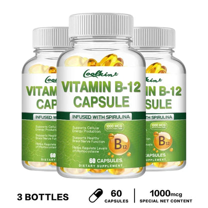 Vitamin B12 Capsules - Supports Energy Metabolism, Mood, Heart, Nervous System Support