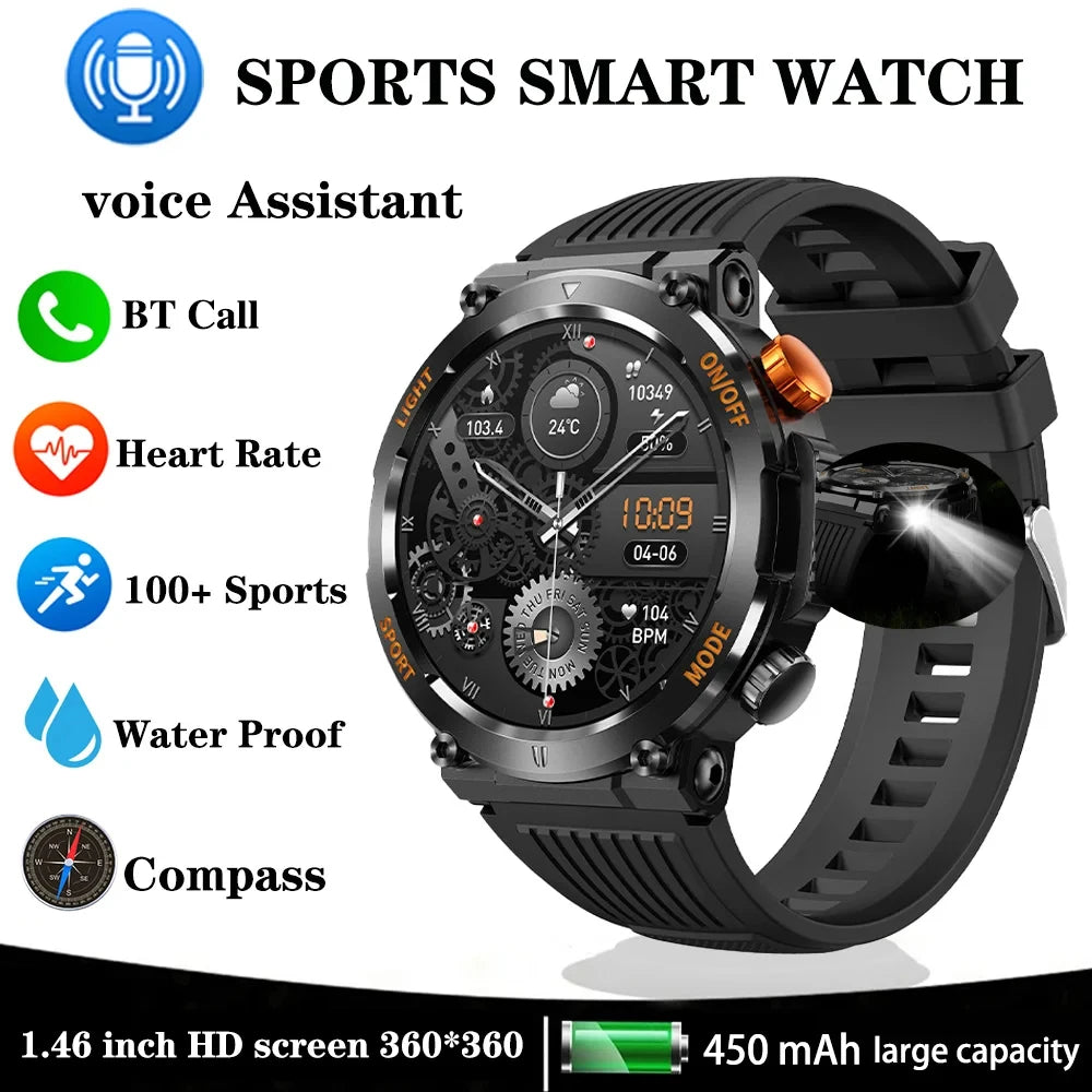 Smart Watch Men Bluetooth Call Health Monitor Sports Smart Watch IP67 Waterproof Outdoor Sports Watch 100+ Sports Modes