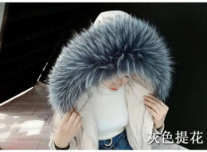 Detachable Faux Fur Collar Extra Large Warm Fake Fur Scarf Wrap Evening Cape For Winter Womens Coat Faux Fur Hood Ttrim Collar