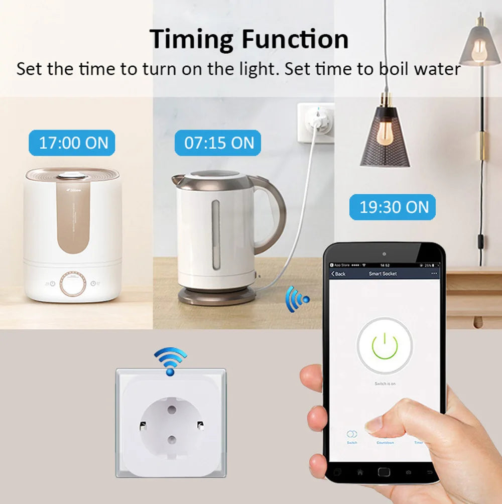 Smart Plug WiFi/Zigbee Socket EU 20A With Power Monitor Timing Function Voice Control Works With Alexa GoogleHome