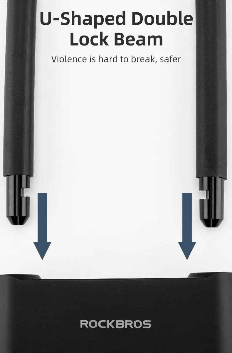 ROCKBROS Bicycle Smart Lock Bluetooth Fingerprint Unlock Waterproof High Strength Steel Alloy Anti-theft U-Lock Bike Accessories