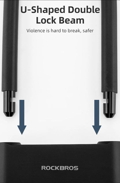 ROCKBROS Bicycle Smart Lock Bluetooth Fingerprint Unlock Waterproof High Strength Steel Alloy Anti-theft U-Lock Bike Accessories