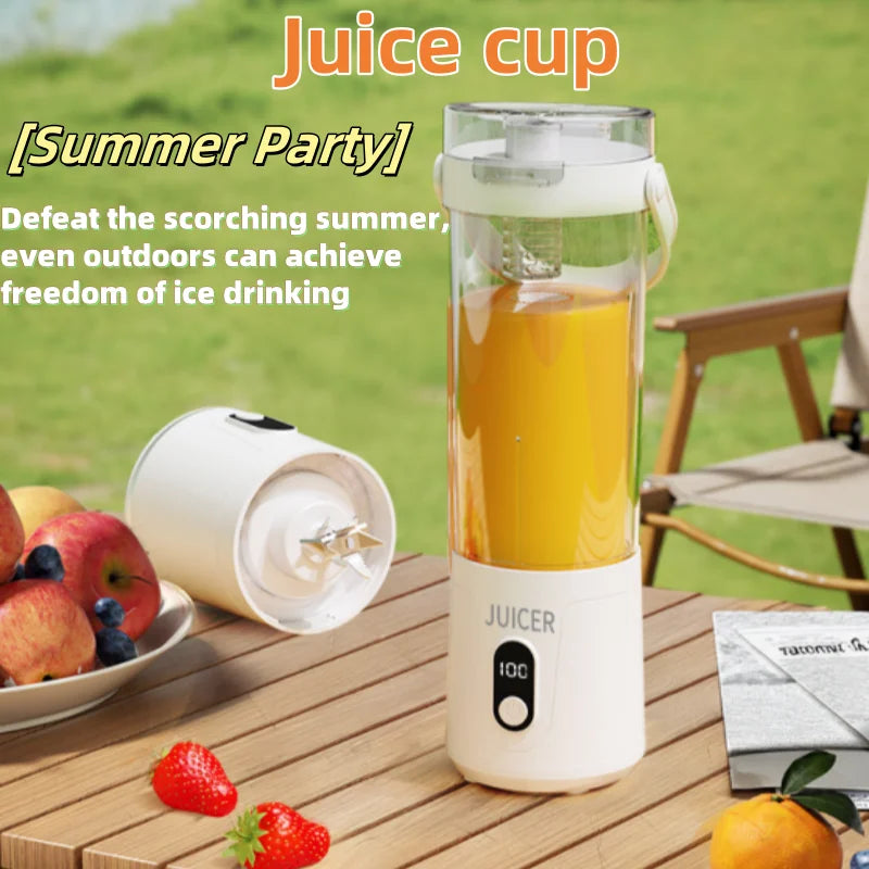 Portable Juice Blender 600ml 12 Blades Fast Blending USB Rechargeable For Outdoor Milkshake Smoothie Electric Juicing Cup