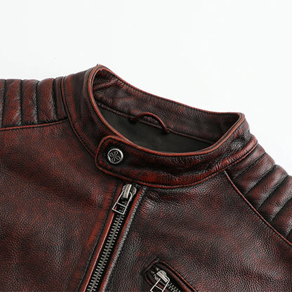 Copersian Men's Genuine Leather Jacket Natural Cowhide Hunting Jacket  Retro Motorcycle Jacket Spring Autumn Mens Clothes