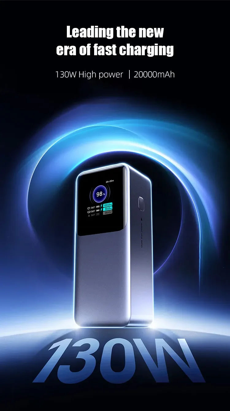 200W PD3.1 Power Bank 25000mAh with TFT Color Screen, 100W Fast Charging for Laptop and Phone, Portable Power Bank