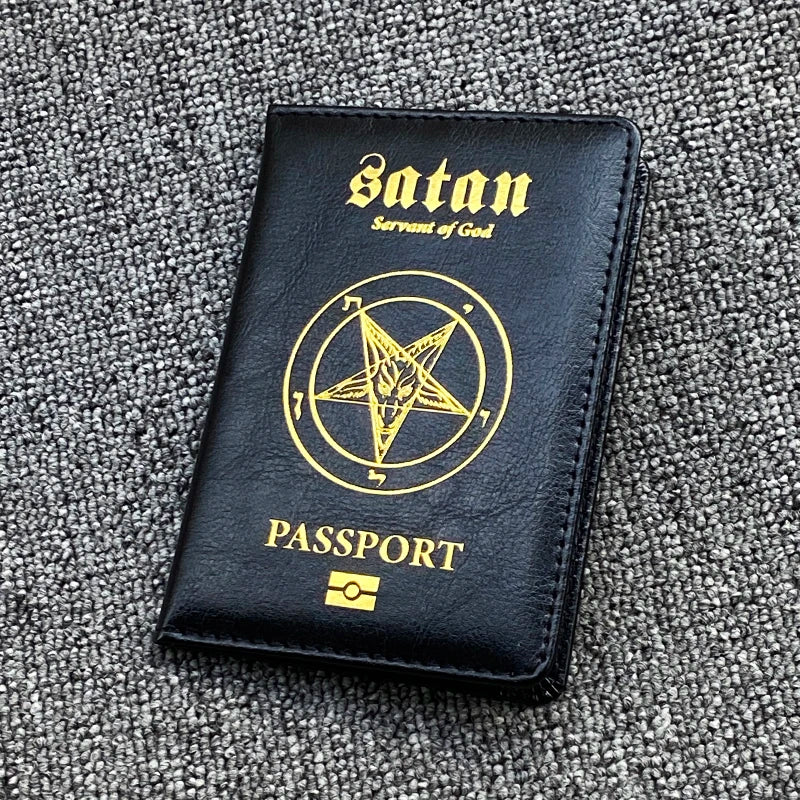 Satan Servant of God Passport Holder Pu Leather Passeport Case Women Travel Wallet Covers for Passports