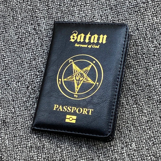 Satan Servant of God Passport Holder Pu Leather Passeport Case Women Travel Wallet Covers for Passports