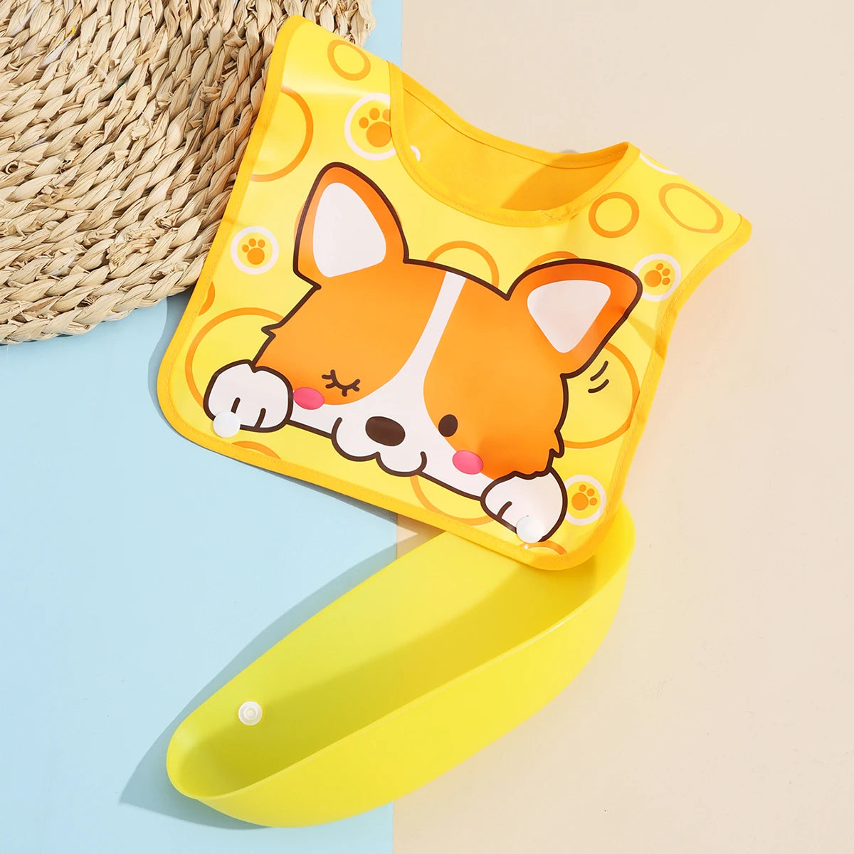 Baby food bib Baby waterproof bib three-dimensional detachable food food pocket Child child saliva pocket