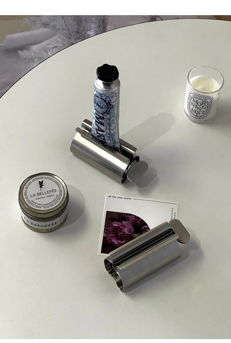 Stainless Steel Toothpaste Squeezers Manual Metal Toothpaste Dispenser Face Creams Rolling Press Bathroom Accessories