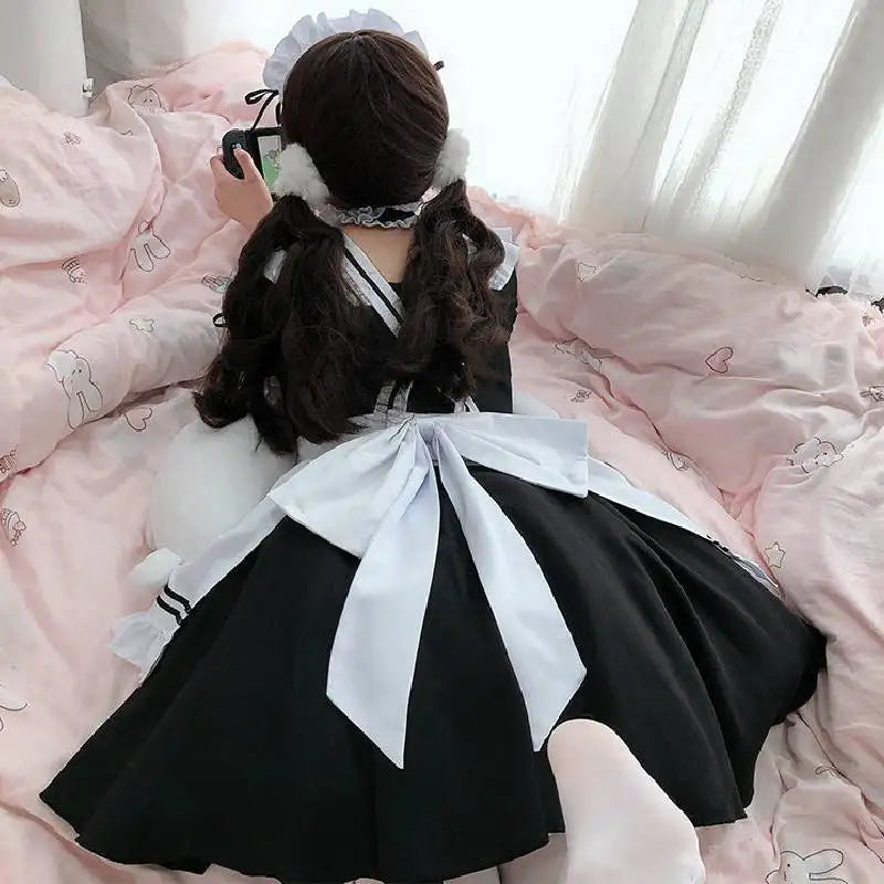 Black White Lolita Maid Girls Women Lovely Cosplay Costume Outfit Dress Sexy French Apron Servant Uniform Exotic CafeMaid S-4XL