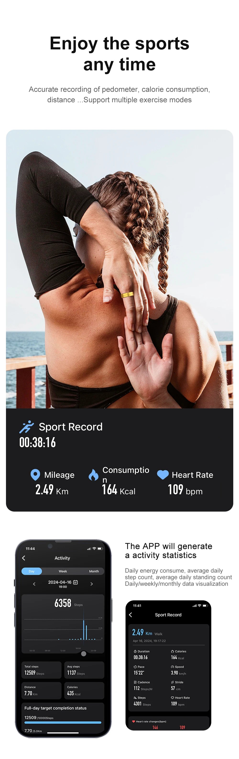 Smart Ring R06 Men Women Health Monitor IP68 5ATM Waterproof Smartring Fitness Tracker Man Smart Rings Multiple Sport Modes