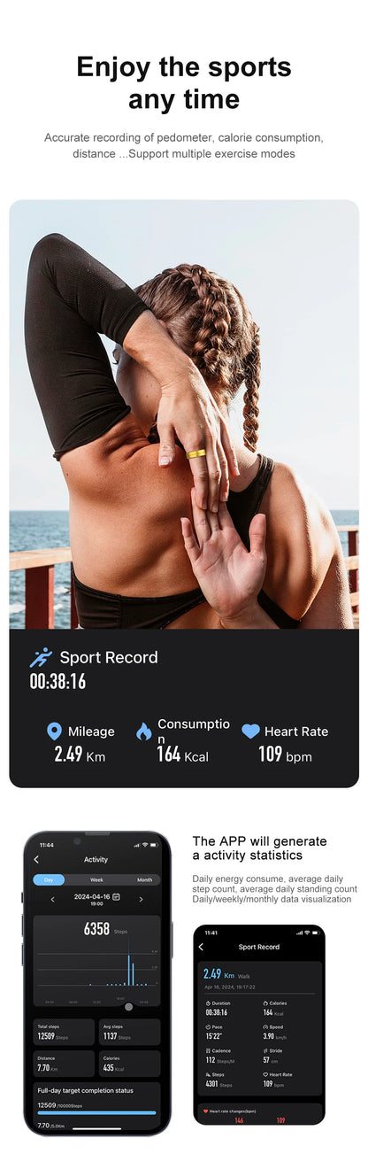 Smart Ring R06 Men Women Health Monitor IP68 5ATM Waterproof Smartring Fitness Tracker Man Smart Rings Multiple Sport Modes