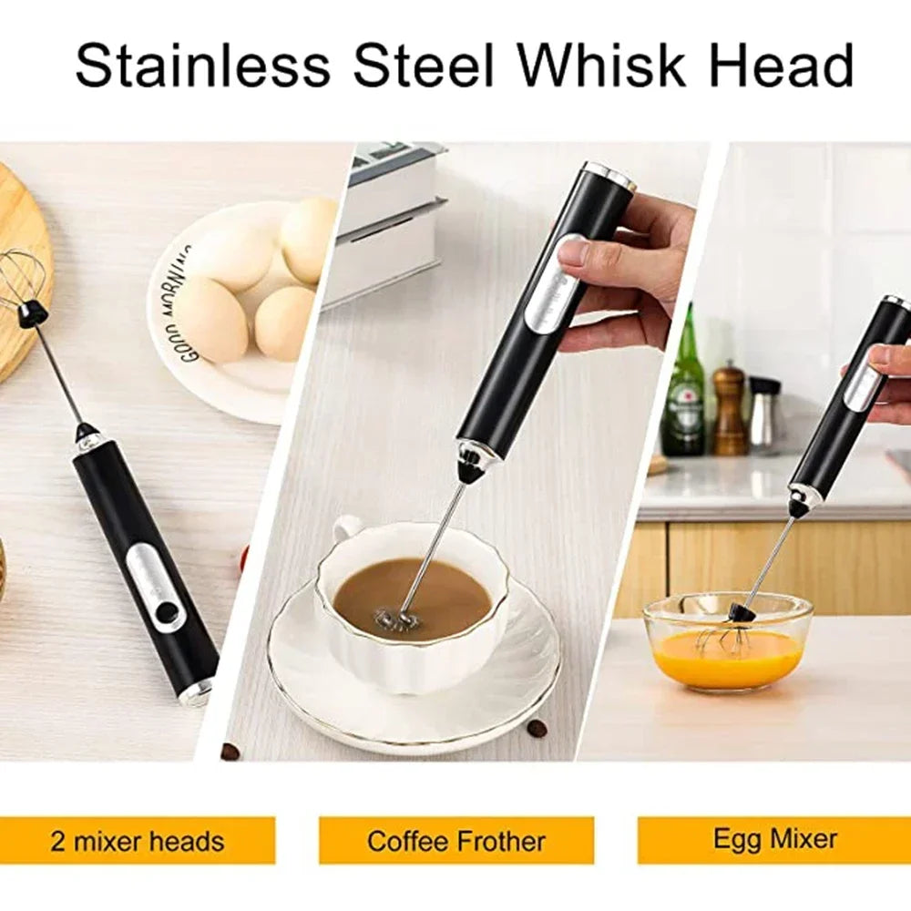 Electric Foamer Mixer Whisk Beater Stirrer 3-Speeds Coffee Milk Drink Frother USB Rechargeable Handheld Food Blender Whisk
