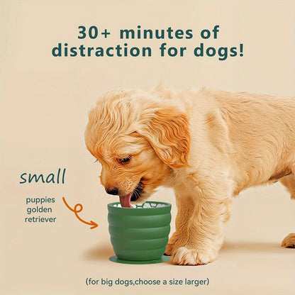 Silicone Slow Feeder  Dog Bowl with Suction Cup - Non-Slip, Healthy Eating Pet Dish for Small Breeds