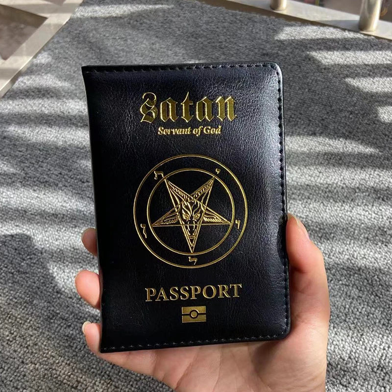 Satan Servant of God Passport Holder Pu Leather Passeport Case Women Travel Wallet Covers for Passports