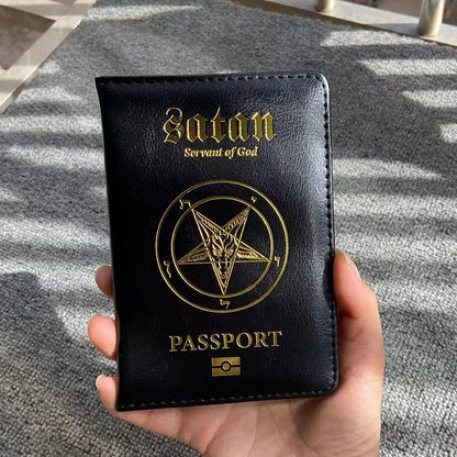 Satan Servant of God Passport Holder Pu Leather Passeport Case Women Travel Wallet Covers for Passports