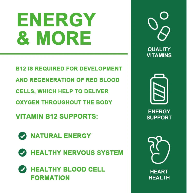 Vitamin B12 Supplement 500 mcg for optimal absorption