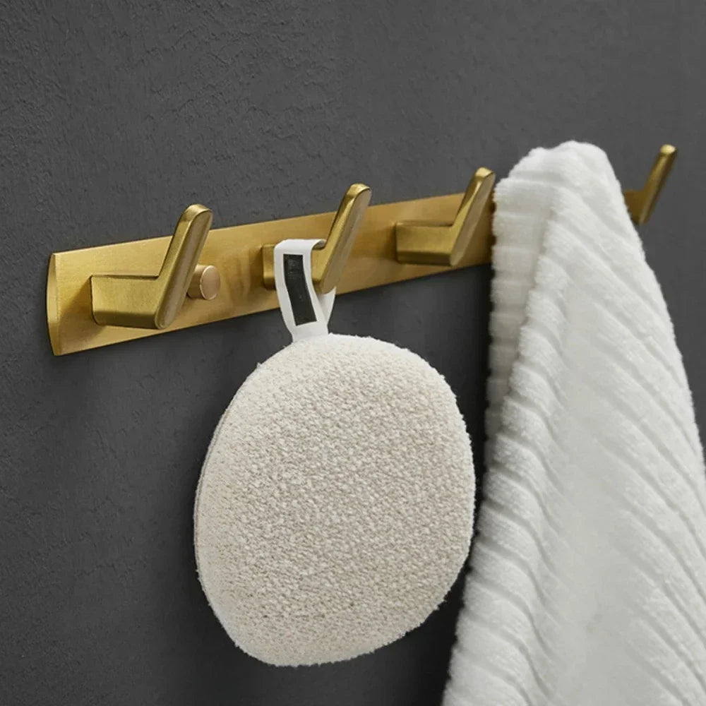 Bathroom Accessories Brushed Gold Space Aluminum Towel Rack Shelf European Hardware Pendant Set Storage Bar Paper Holders