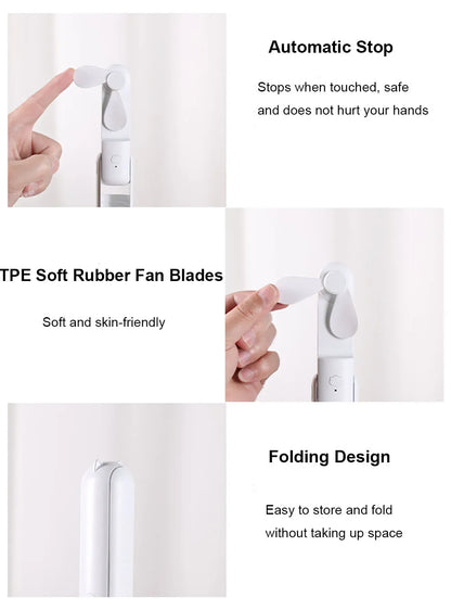 Portable Mini Handheld Fan Small Pocket Fan USB Rechargeable Battery Fan Folding Cooling Hand Fan Mini USB Fan with Power Bank