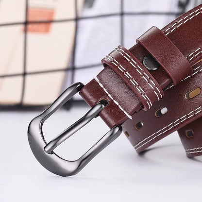 Women's Belt Retro Needle Buckle Men's Belt Casual Trend Belt Soft Belt Hollow Belt Paired with Jeans Belt PU Leather Belt