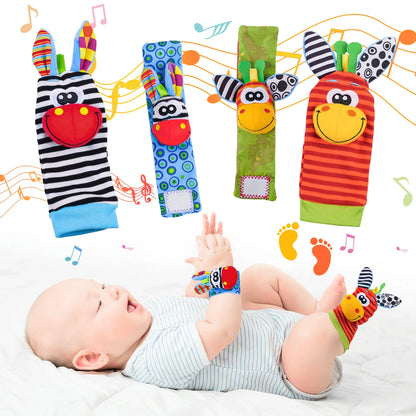 1PairBaby Toys 0-6-12 Months Cute Stuffed Animals Baby Rattle Socks Wrist Baby Rattles Newborn Toys Make Sounds Games For Babies