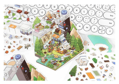 Creative Design Outdoor Scene Sticker for Student Cute Cartoon DIY Decor Landscaping Sticker Scrapbook Journal Student Sticker