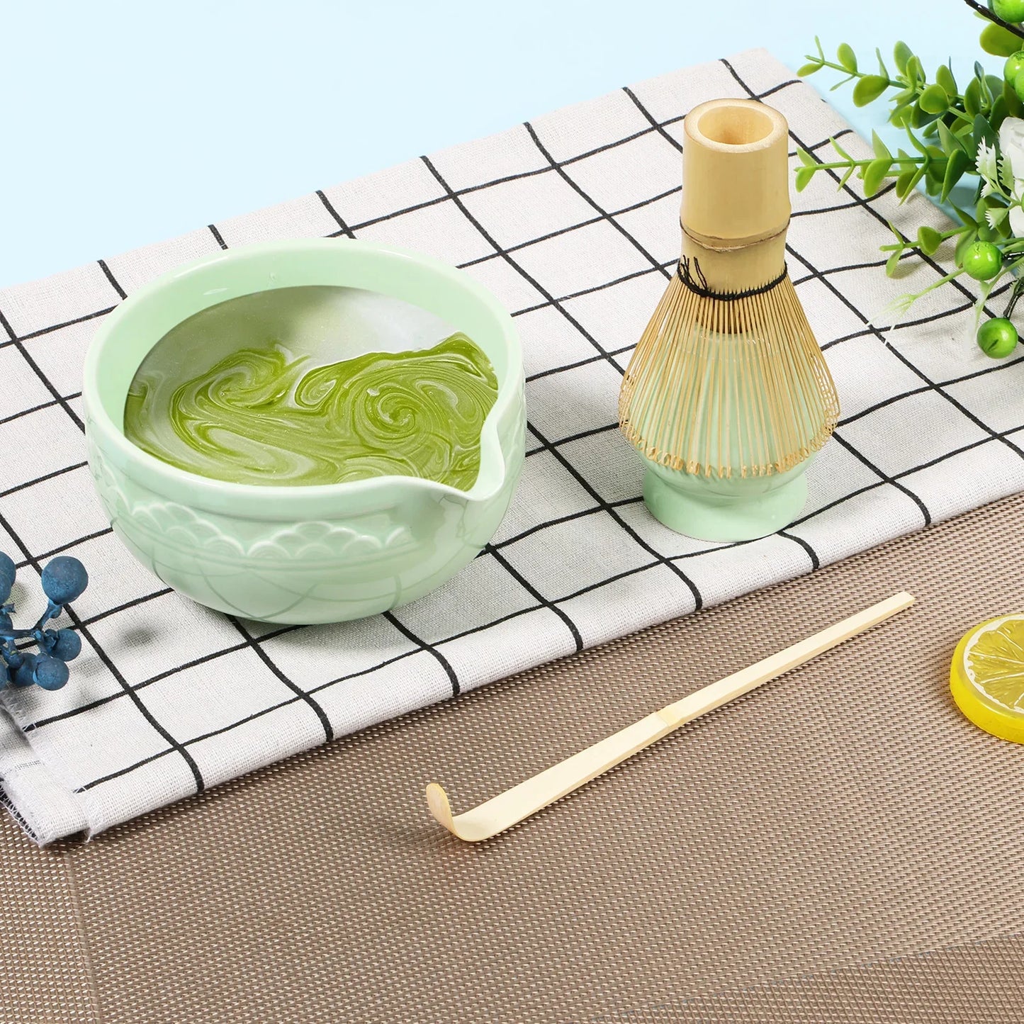 5Pcs Matcha Set Elegant Matcha Tea Set Includes Matcha Bowl Matcha Whisk Holder Bamboo Matcha Whisk and Scoop for Tea Lovers