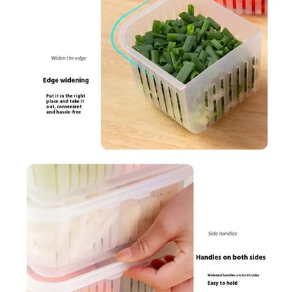 4 Grid Refrigerator Storage Box Food Vegetable Fridge Organizer Drain Basket Meat Onion Ginger Crisper