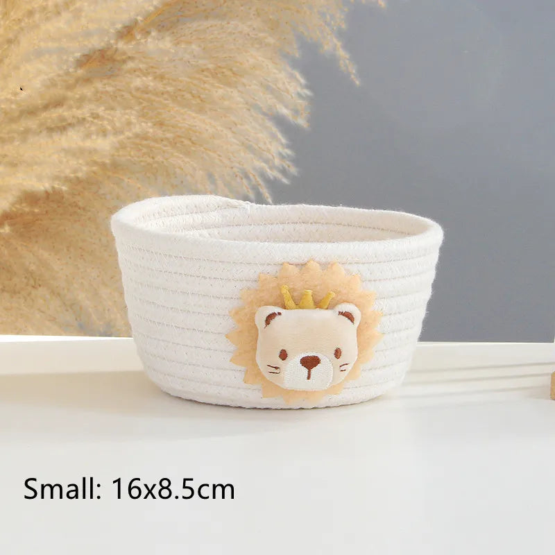 Cartoon Animals Hand Woven Storage Basket Kids Toys Desktop Organizer Sundries Storage Box Laundry Baskets storage box