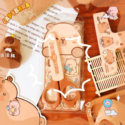 school supplies kawaii stationery scissors office supplies and school acsesories cute capybara mini scissors Pretty stationery