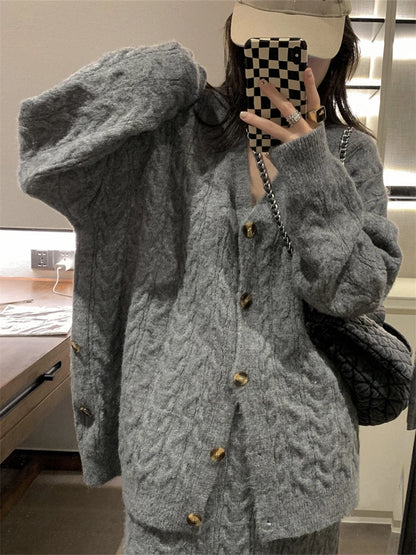 Women Sweater Winter 2 Piece Sets Elegnat Knitted Suits Female Sweaters Vintage Womens Skirt High Waist Autumn Vintage Vestidos