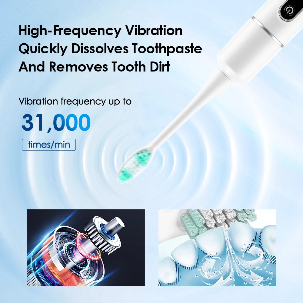 Electric Teeth Cleaner Remove Tartar Plaque Calculus and Tooth Stains Dental Teeth Whitening Kits With 6 Toothbrush Heads Home