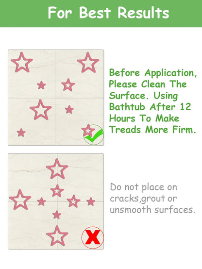 10 PCS Anti Slip Shower Tread Sticker Safety Bathtub Strips Premium Adhesive Star Snowflak Decals for Bath Tub Shower Stairs