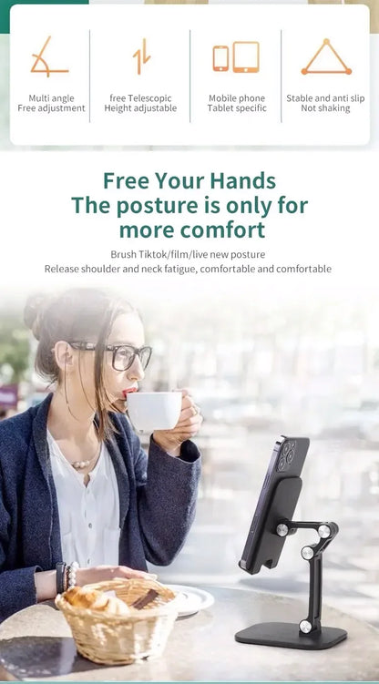 Desktop Phone Holder Can Be Freely Raised And Lowered, Adjustable In Height, Foldable, Portable Tablet For Live Streaming