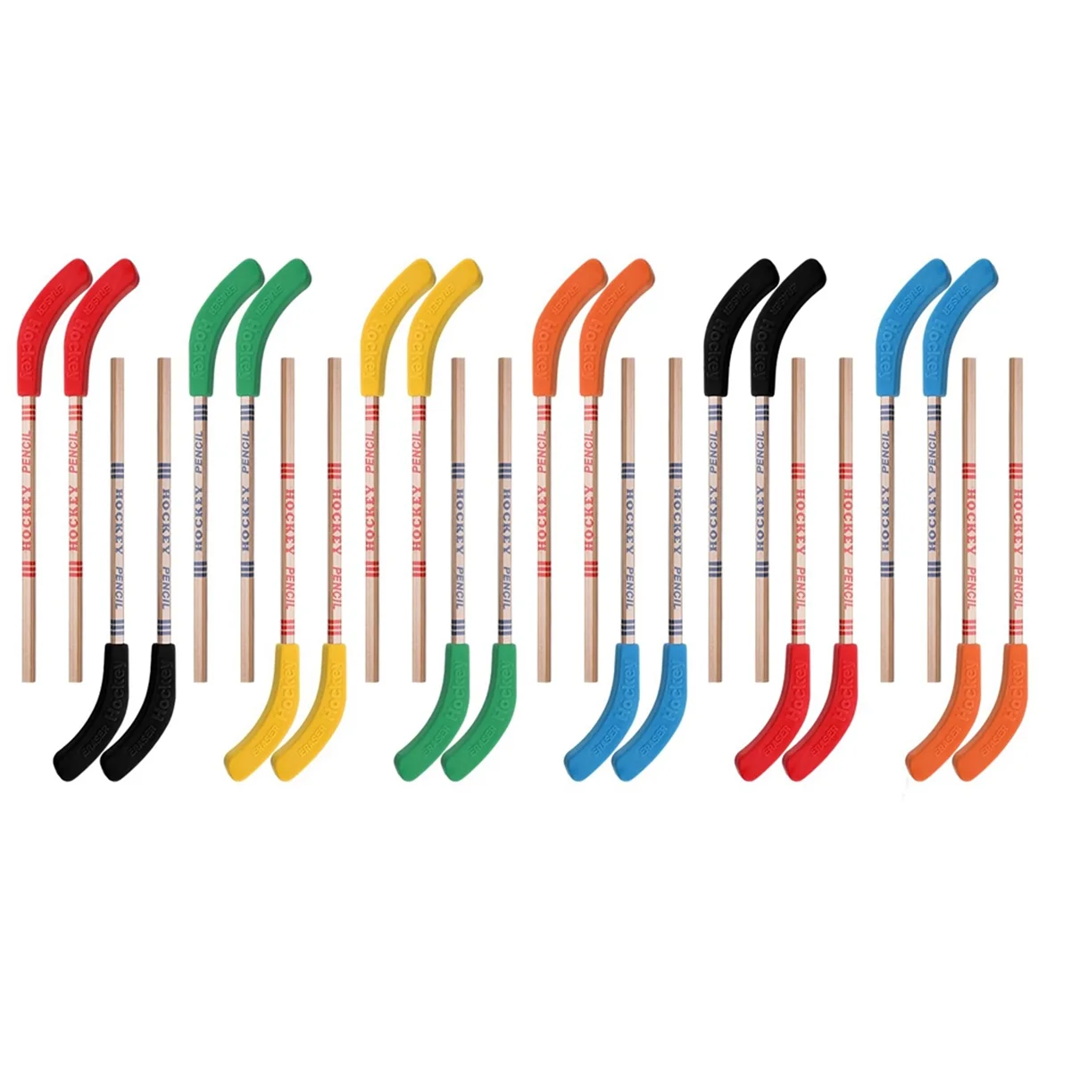 24Pcs Hockey Pencils and Erasers -Hockey Stick Sports Theme Party Supplies, Fun Cool Pencils for Hockey Fans, Students